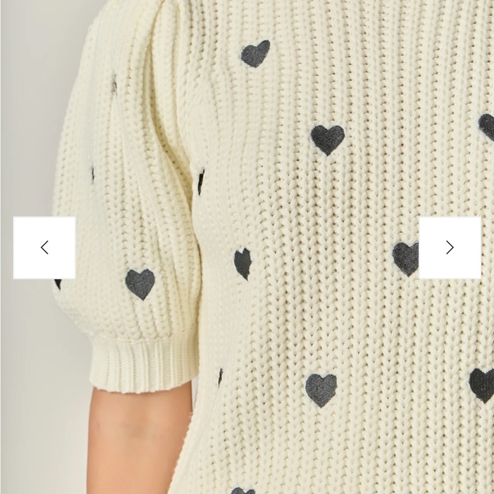 English Factory Cream and Black Heart Sweater - Picture 4 of 13